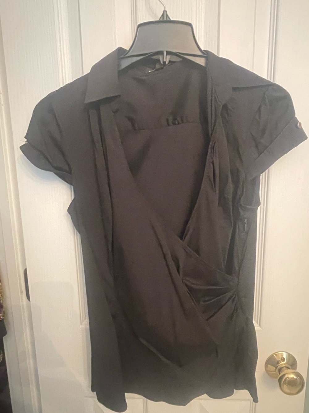 Express Black Faux Wrap Blouse